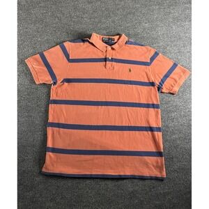 Polo Ralph Lauren Shirt Mens XL Orange Blue Striped Pony Cotton Florida Gators